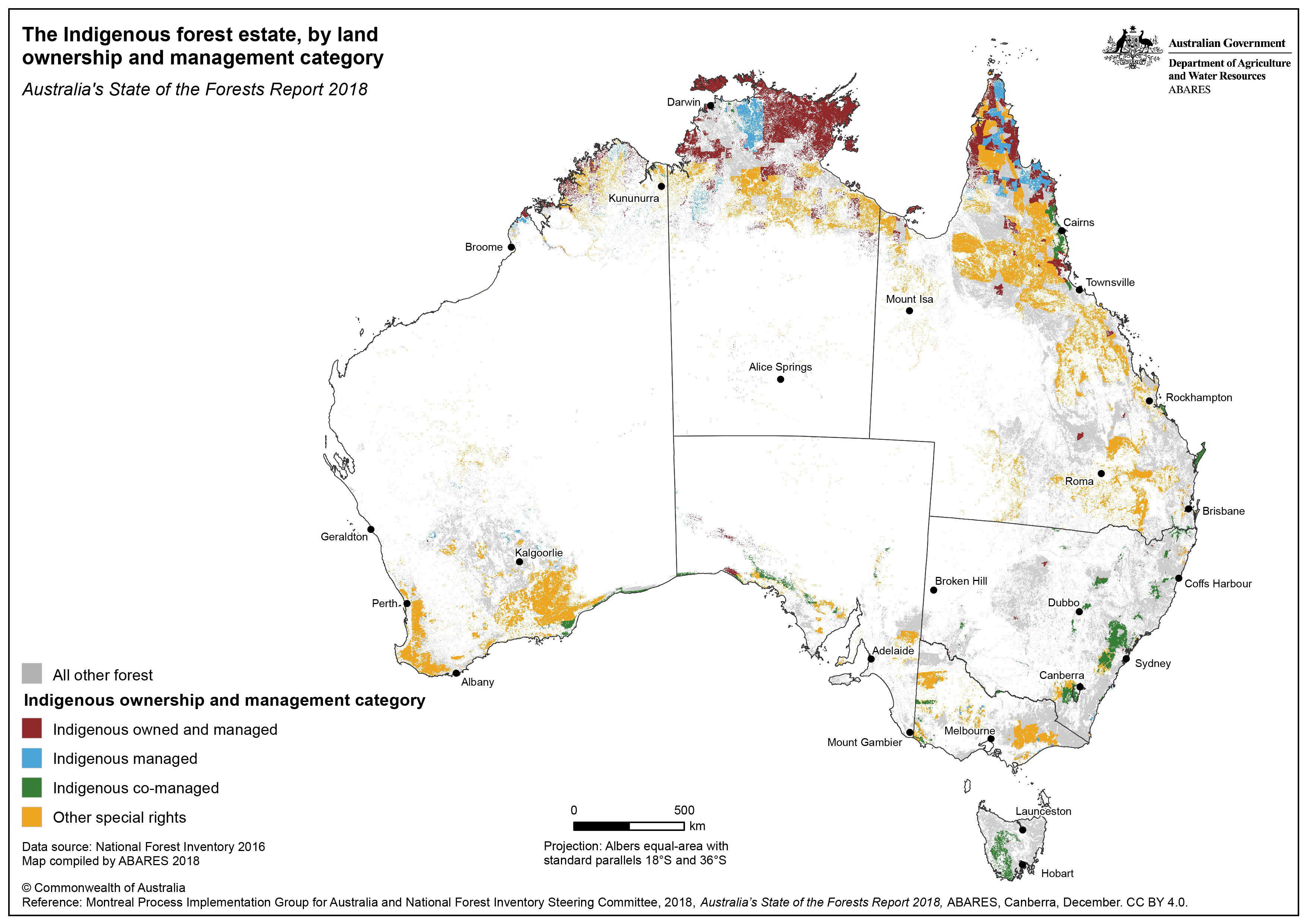 A map of the Indigenous forest estate, by land ownership and management category.