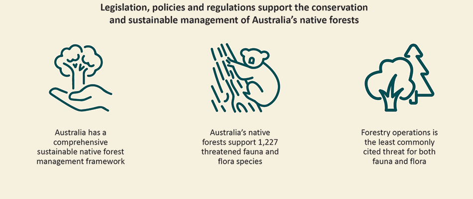 This image shows Australia’s native forests are sustainably managed, and support many threatened species.