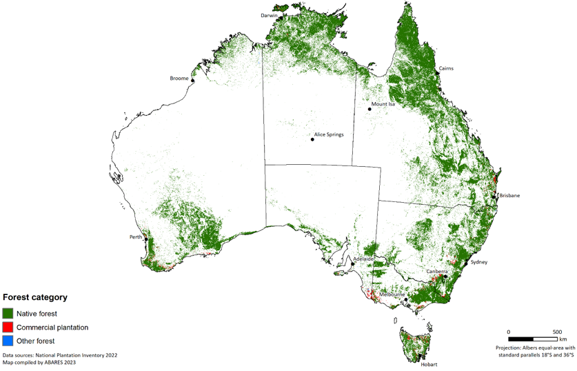 Map of Australia's forest area