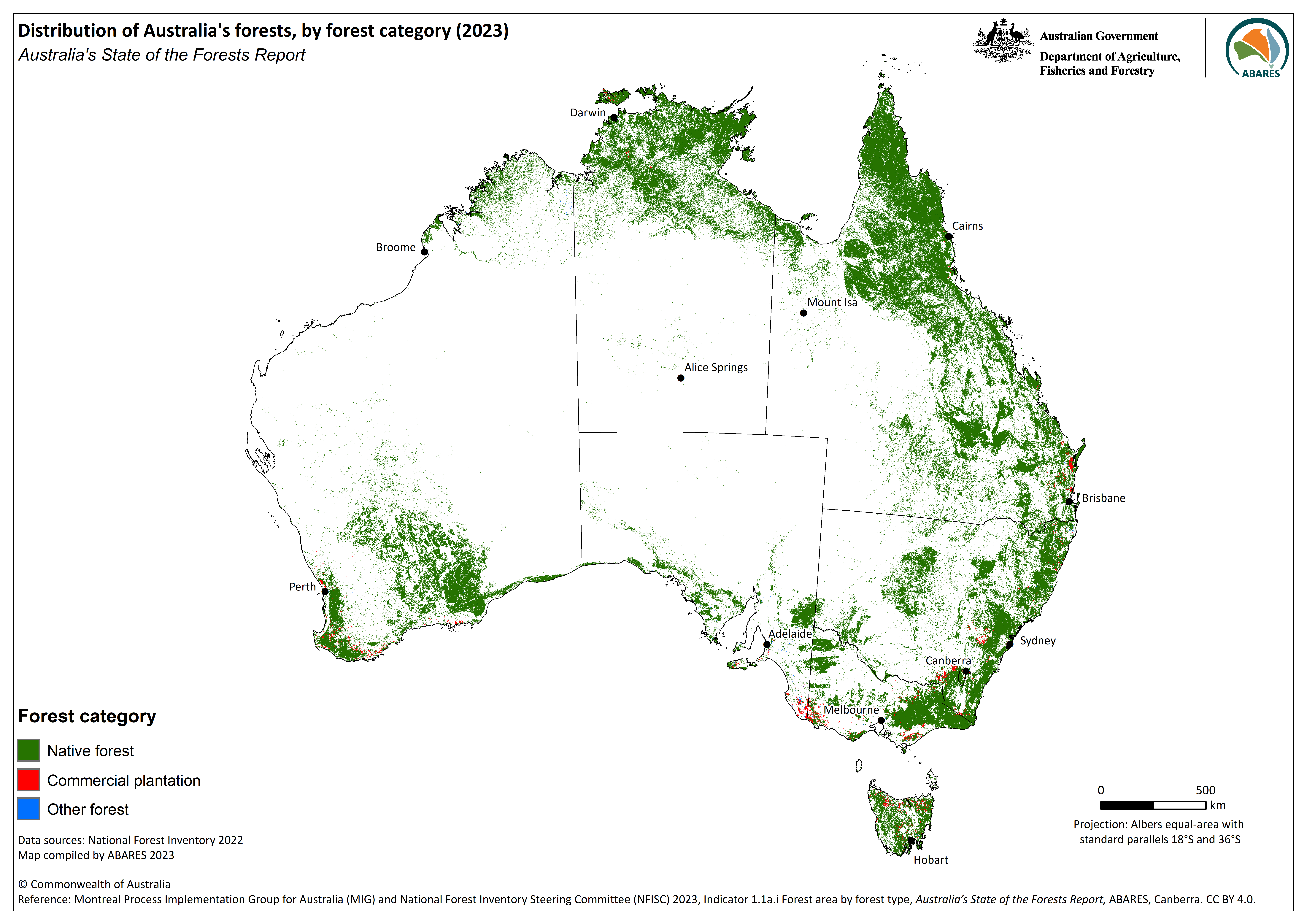Map of Australia's forest categories - updated Feb 2024