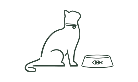 Icon of a cat sitting next to a food bowl