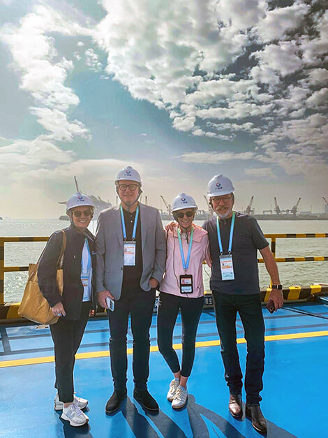 [L-R] Julie Bird, Jeremy Colless, Caroline Wardrop and Tim Heasley on a field visit to a grain port