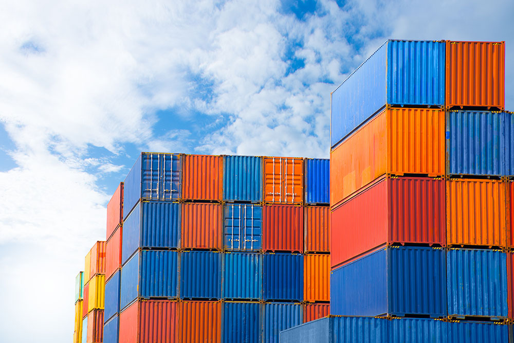 Colourful shipping containers
