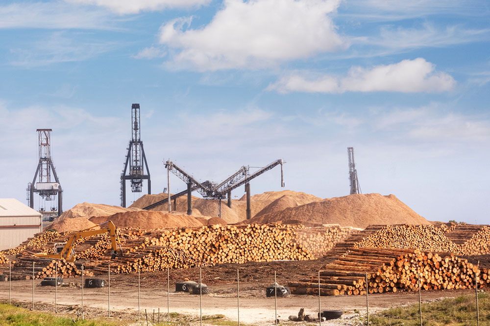 A wood chipping facility