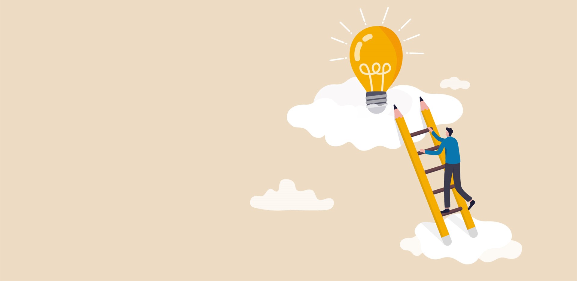 Ladder to lightbulb illustration