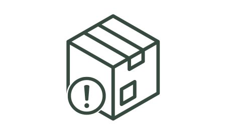 Icon of a package with an exclamation mark on top of it
