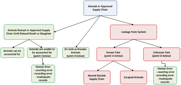 Figure 2 - Possible Traceability Outcomes for exported sheep and goats