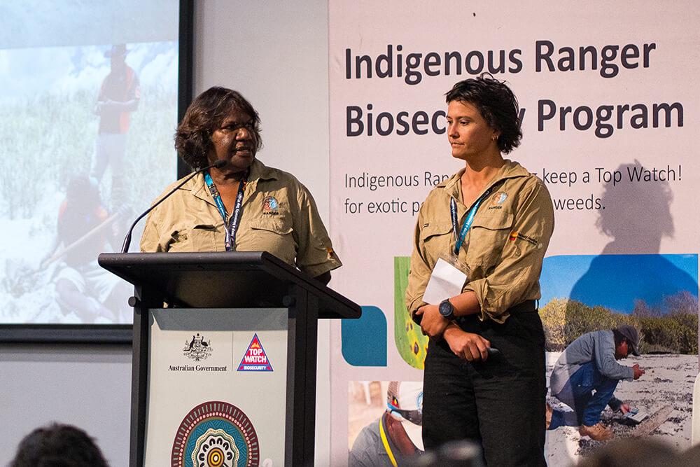 Nyangumarta Rangers present their case study on land and sea management and which pests and diseases are of most biosecurity concern on their Country.