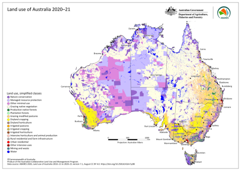 Click to view the map of simplified Land use of Australia 2020-21