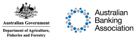 The Department of Agriculture, Fisheries and Forestry and the Australian Banking Association logos